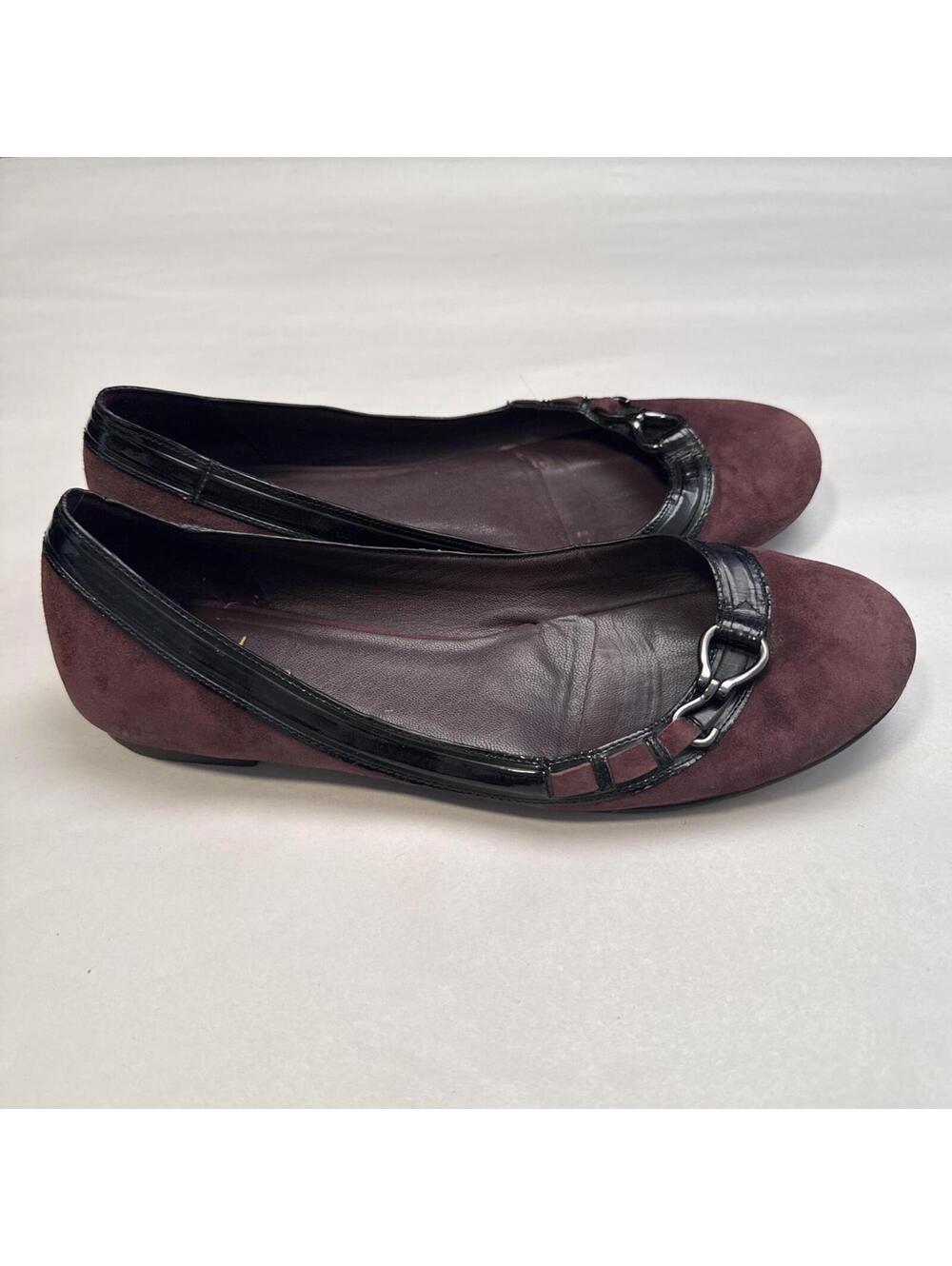 Cole Haan Suede Horsebit ballet Flats Plum & Black size 8.5